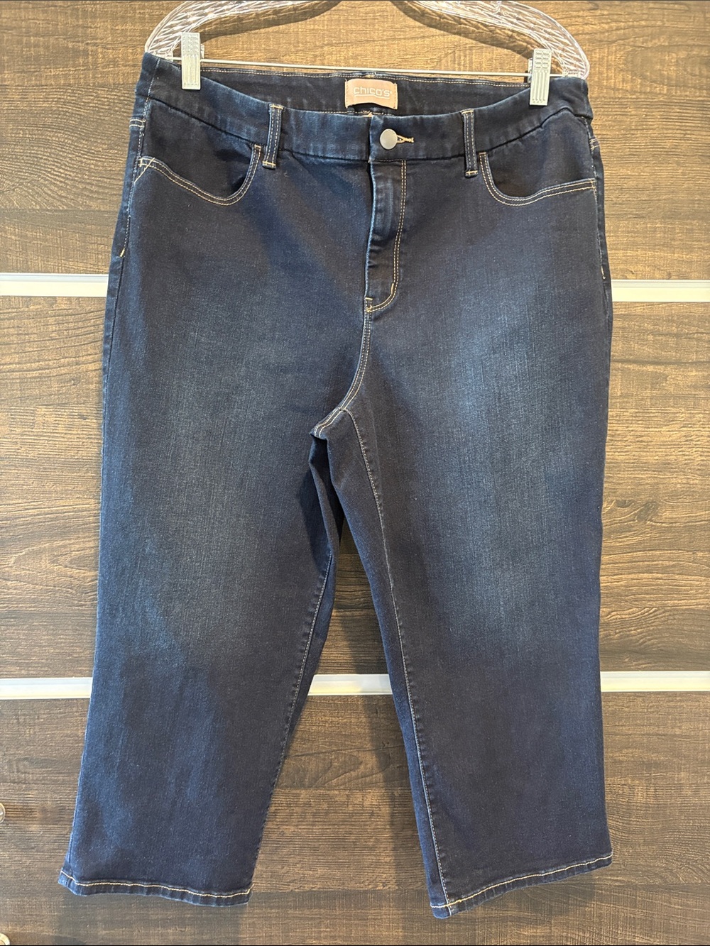 Chico's Dark Blue Cropped Straight-Leg Jeans - Chico’s Size - 2.5